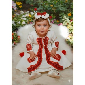 Beyaz bebek kaftan takımı