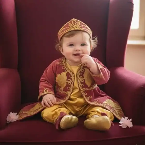 Pembe bebek kaftan takımı