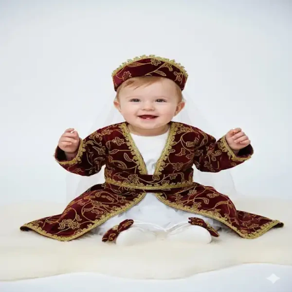 Bordo bebek bindallı takımı
