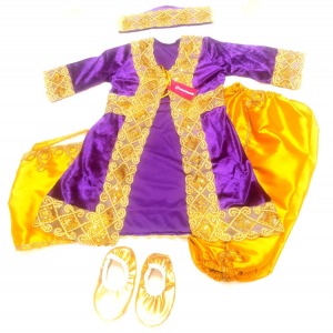 Mor kadife bebek kaftan takımı