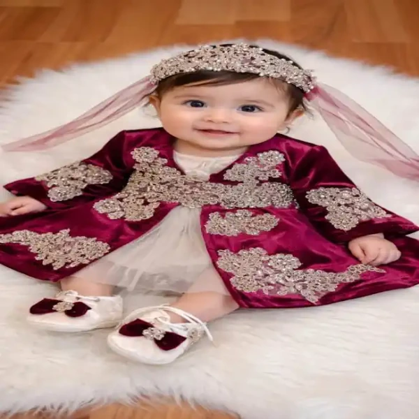 Bordo bebek bindallı kaftan takımı 6 ay kınası