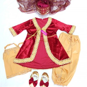 Kabartma gupürlü bordo bebek kaftan takımı