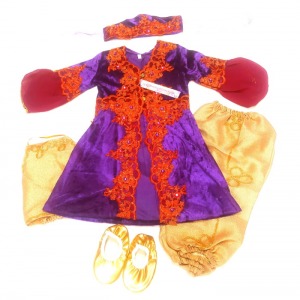 Taşlı kadife bebek kaftan takımı