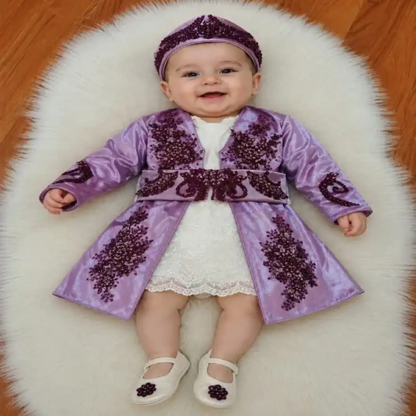Lila bebek kaftan takımı
