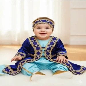 Premium Lacivert kadife Bebek Bindallı Seti - 5 Parça Tam Set